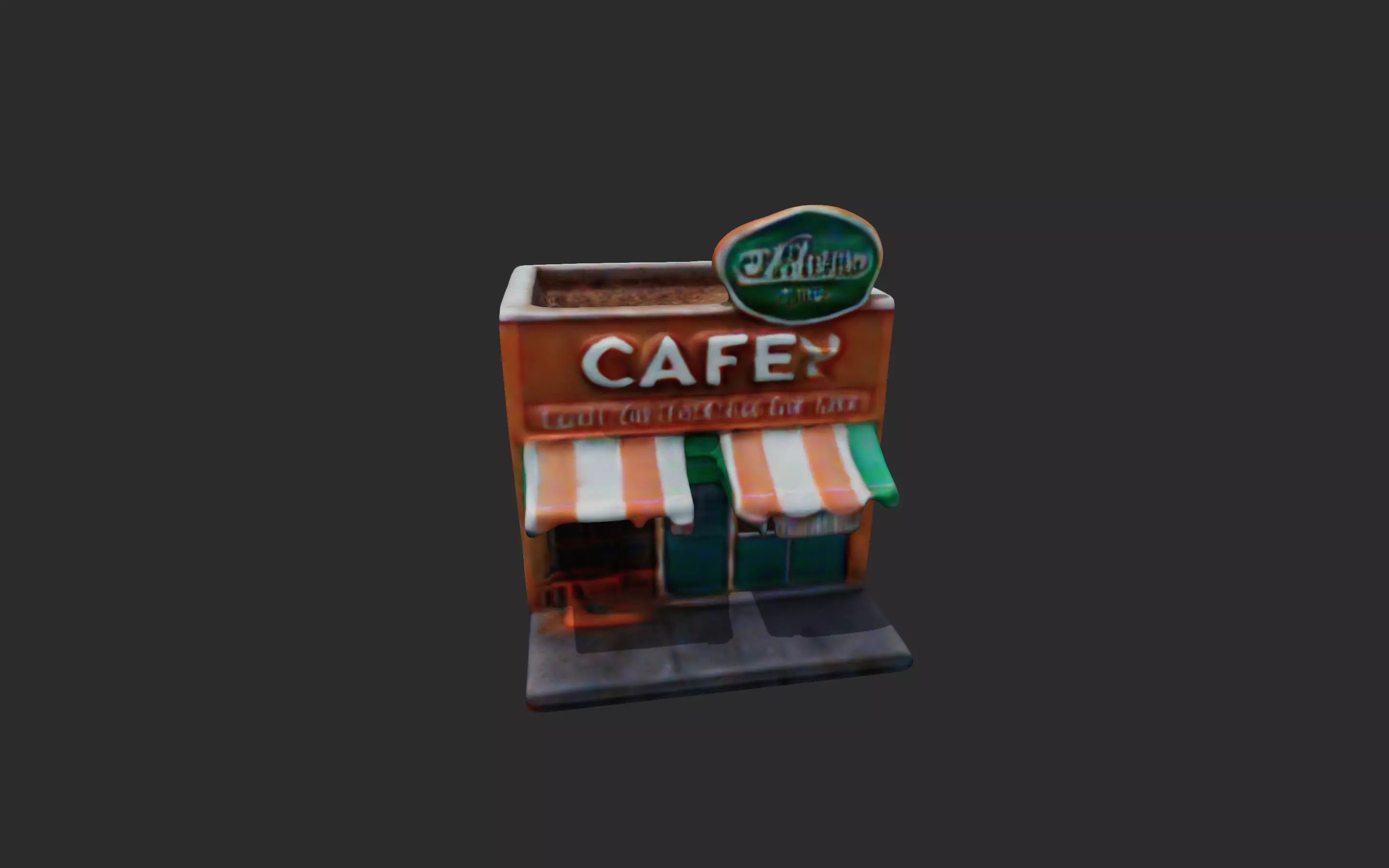 Coffe Building low poly 3D model_2