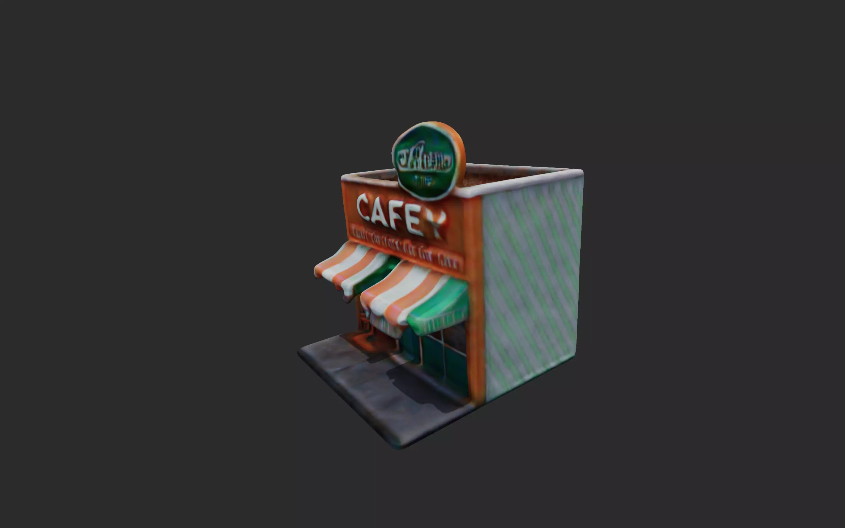 Coffe Building low poly 3D model_1