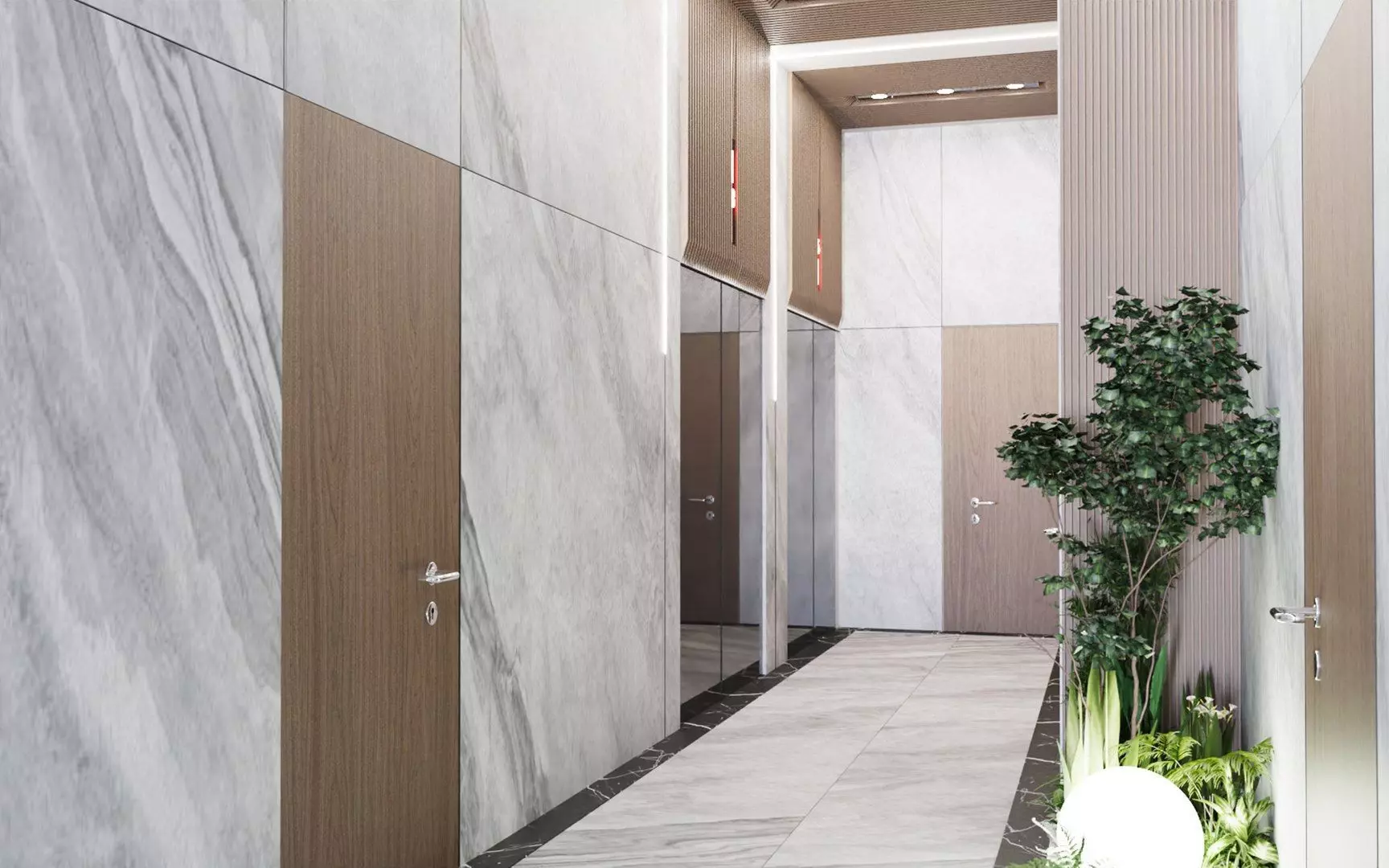 Modern Building Entrance Corridor Scene for Cinema 4D 3D model_3