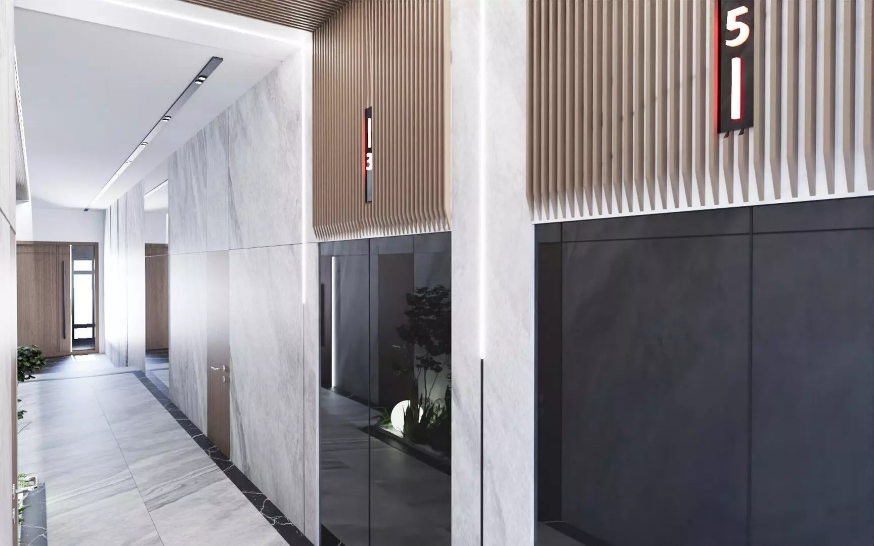 Modern Building Entrance Corridor Scene for Cinema 4D 3D model_1