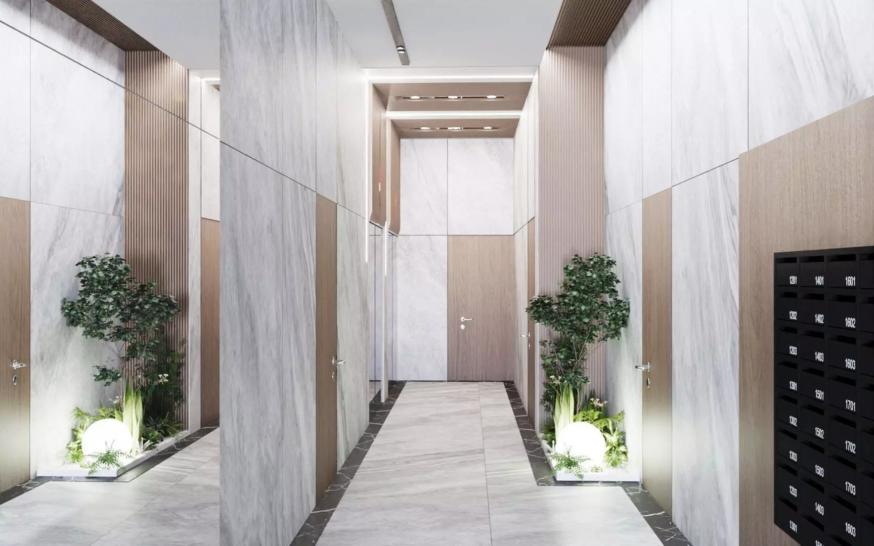 Modern Building Entrance Corridor Scene for Cinema 4D 3D model_2