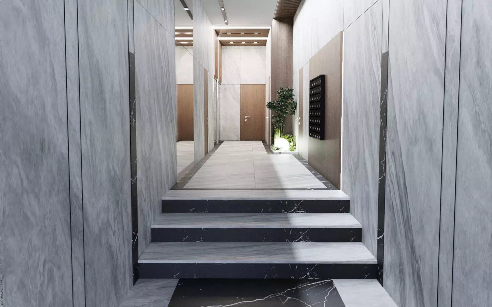 Modern Building Entrance Corridor Scene for Cinema 4D 3D model_4