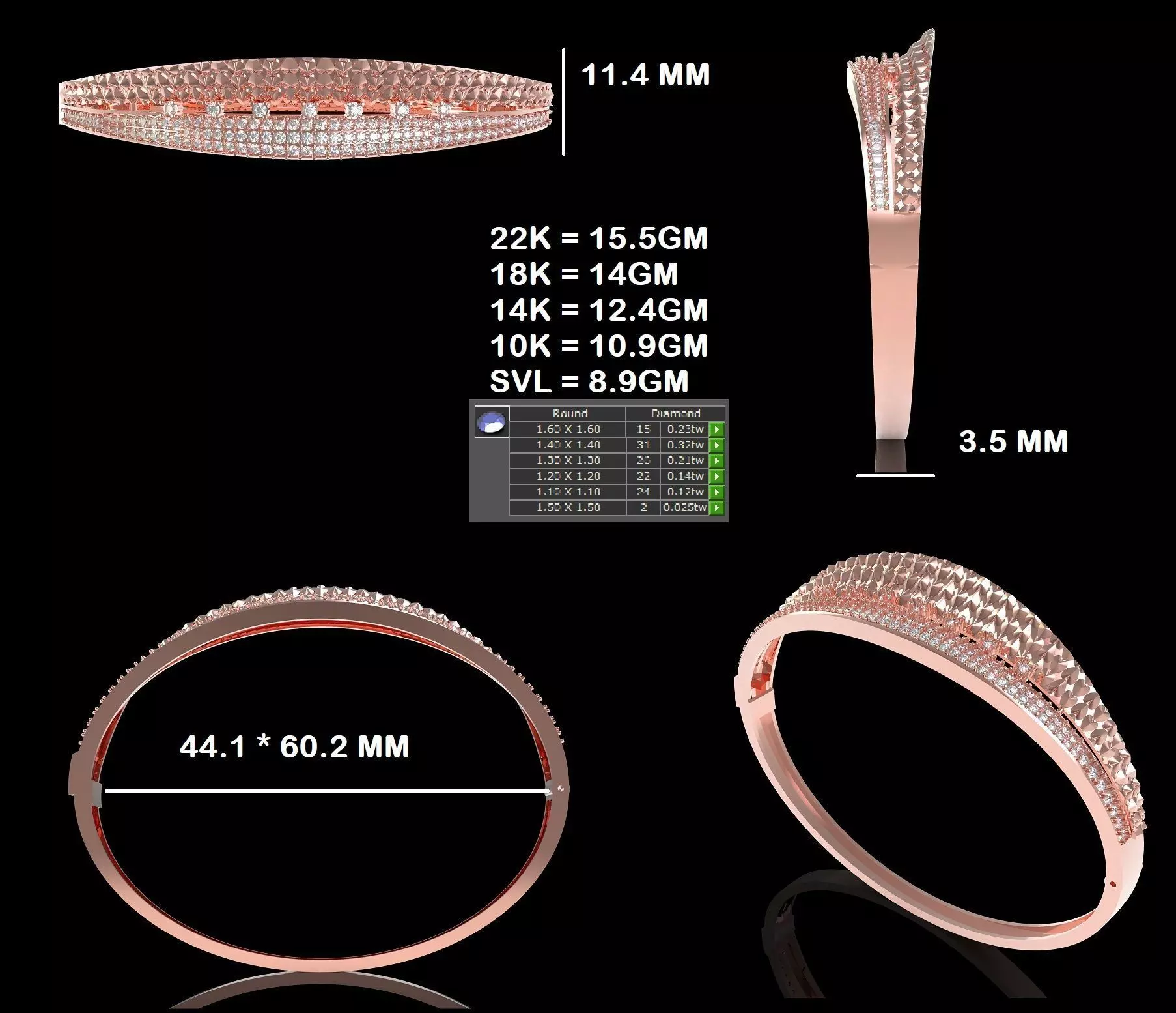 Art Deco Bracelet 21 3D print model_30