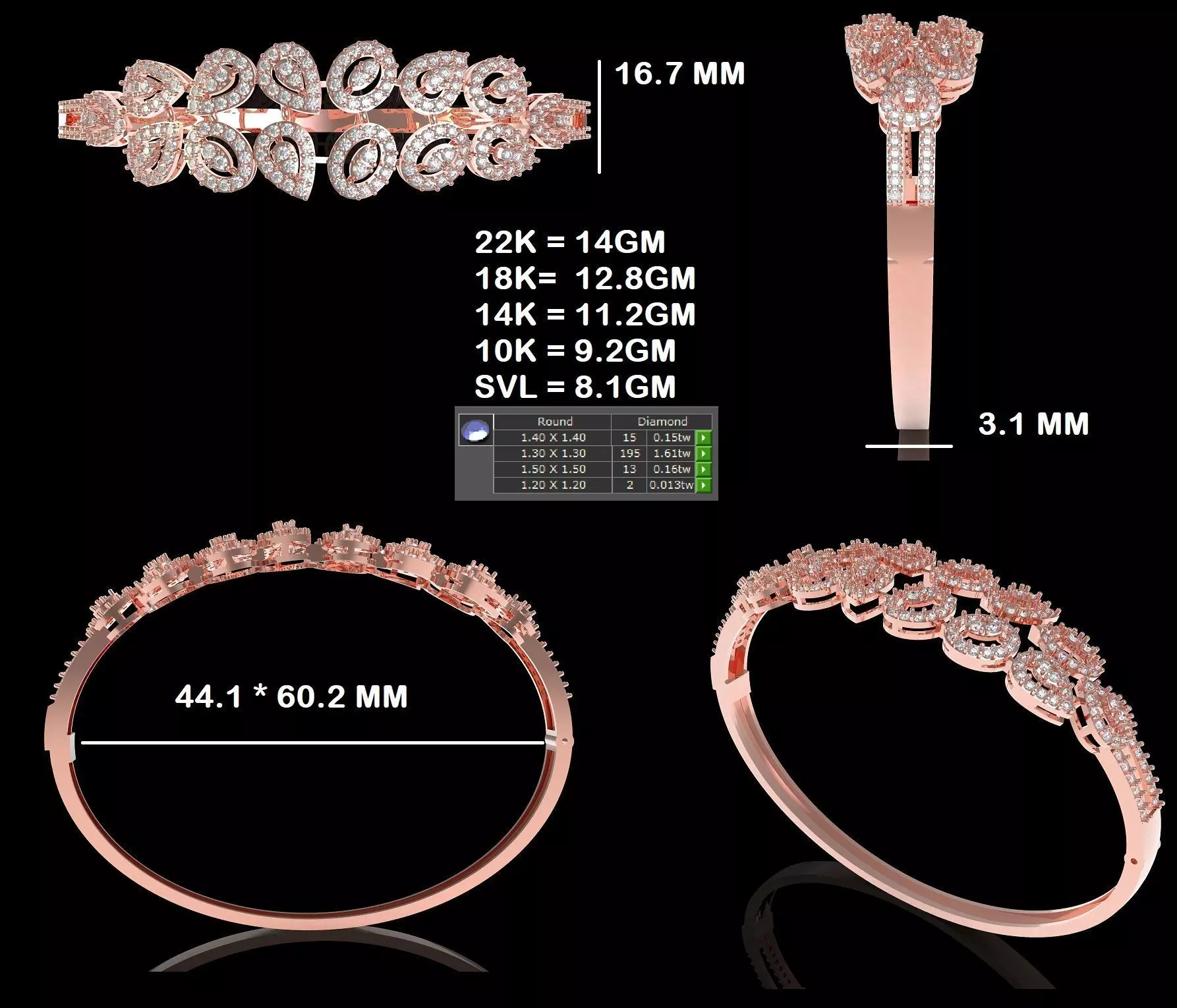 Art Deco Bracelet 22 3D print model_30