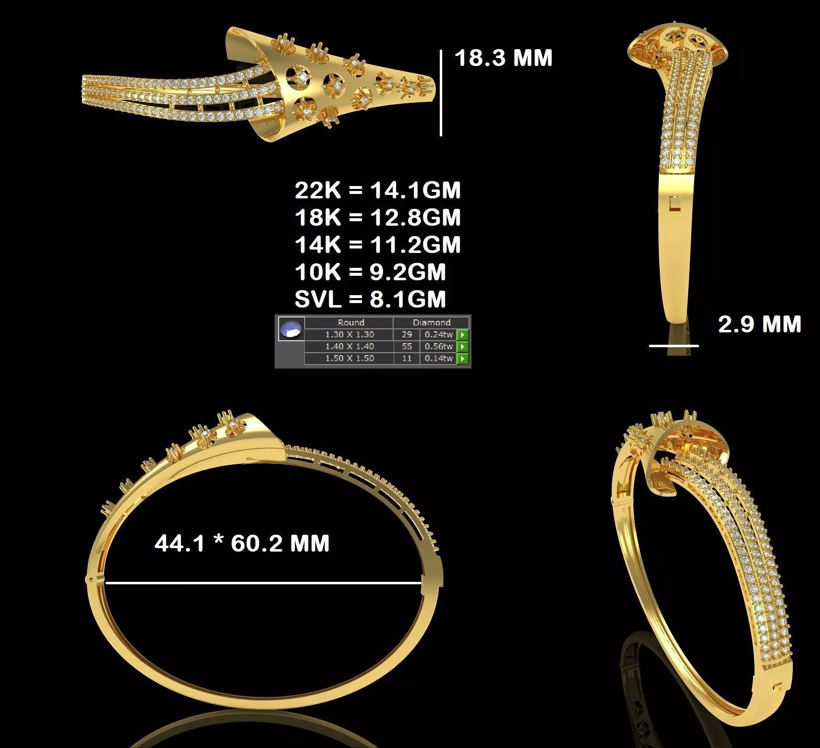 Art Deco Bracelet 25 3D print model_30