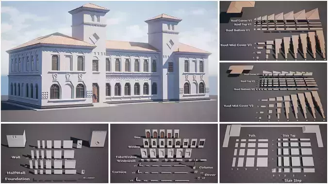 Stylized Modular Building Kit - Ukrainian Art Nouveau