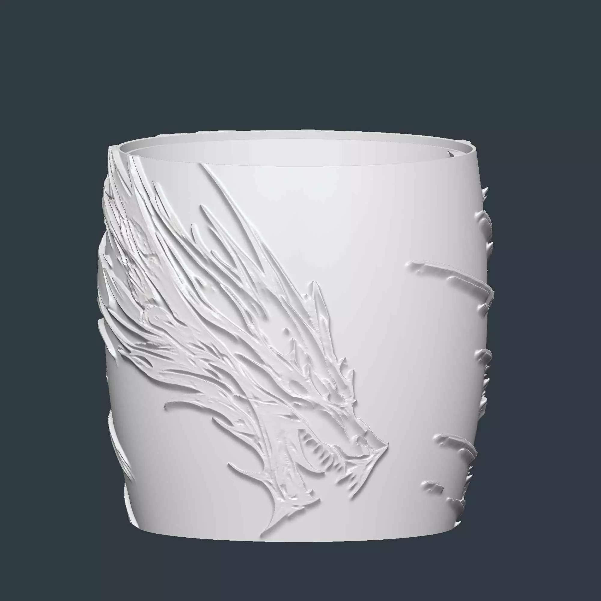 Dragon Plant Pot with Drainage No Supports Unique Garden Planter 3D print model_3