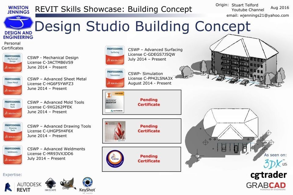 Revit Skills Showcase Design Studio Building Concept Free 3D model_1