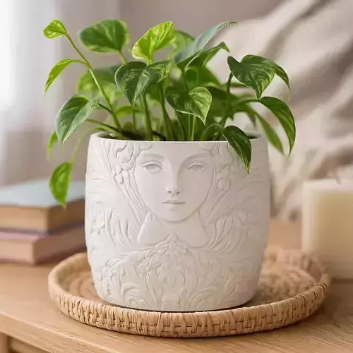 Art Nouveau Plant Pot with Drainage No Supports Elegant Planter