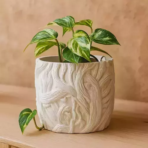 Branch Woven Plant Pot with Drainage No Supports Natural Planter 3D print model
