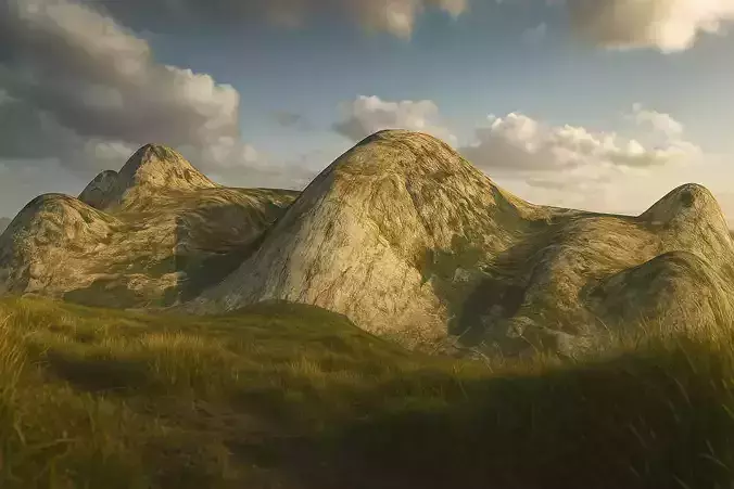 Realistic 3D Mountain Terrain Game Ready Landscape Model  Low-poly 3D model