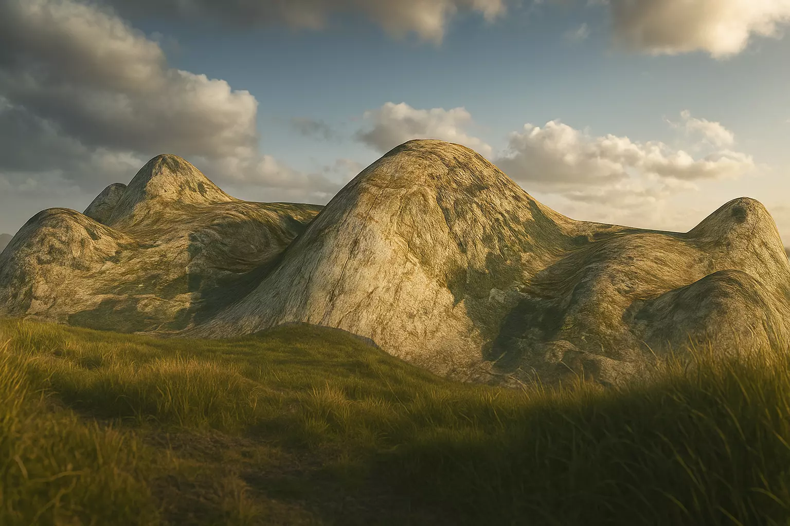 Realistic 3D Mountain Terrain Game Ready Landscape Model Low-poly 3D model