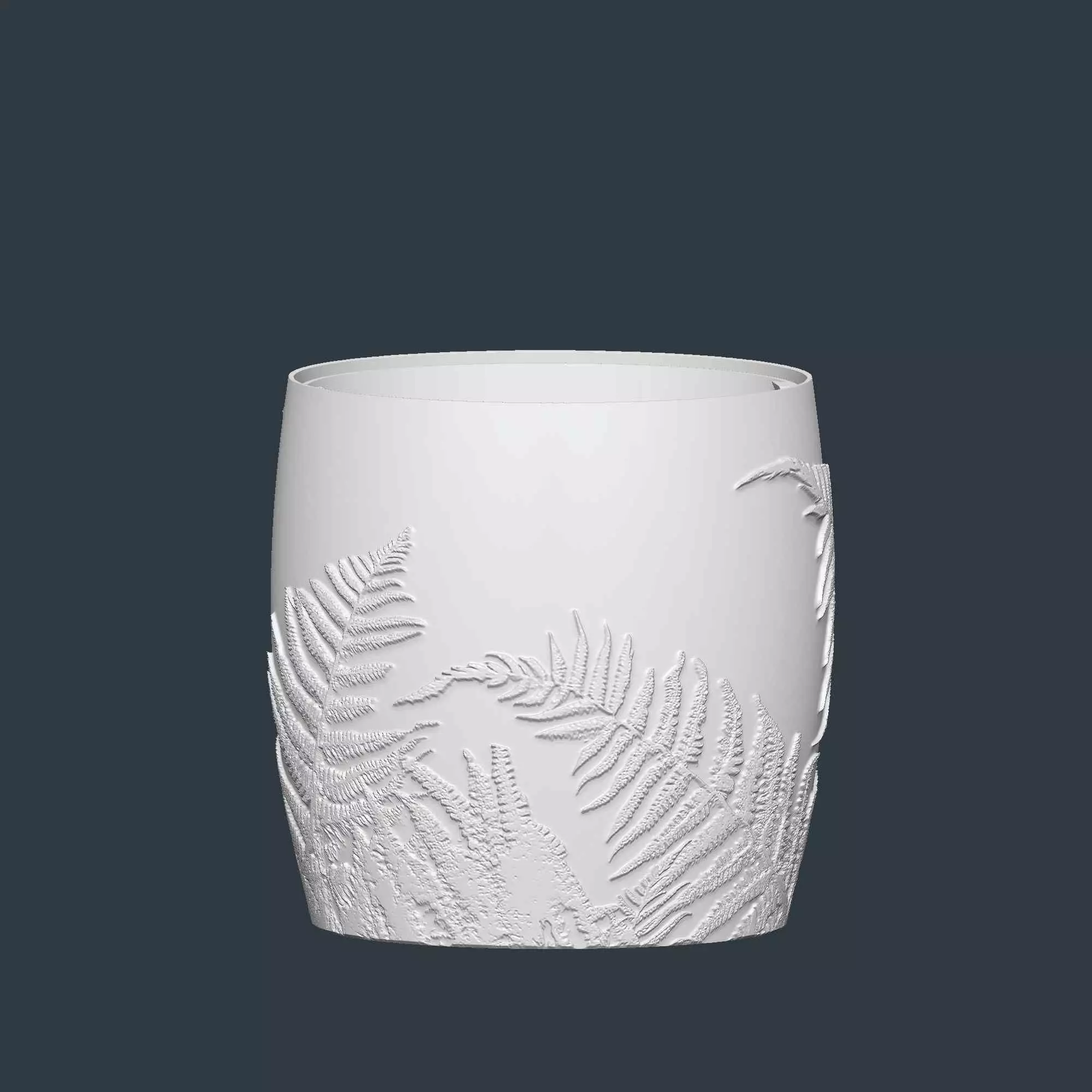 Fern Plant Pot with Drainage No Supports Natural Planter 3D print model_8