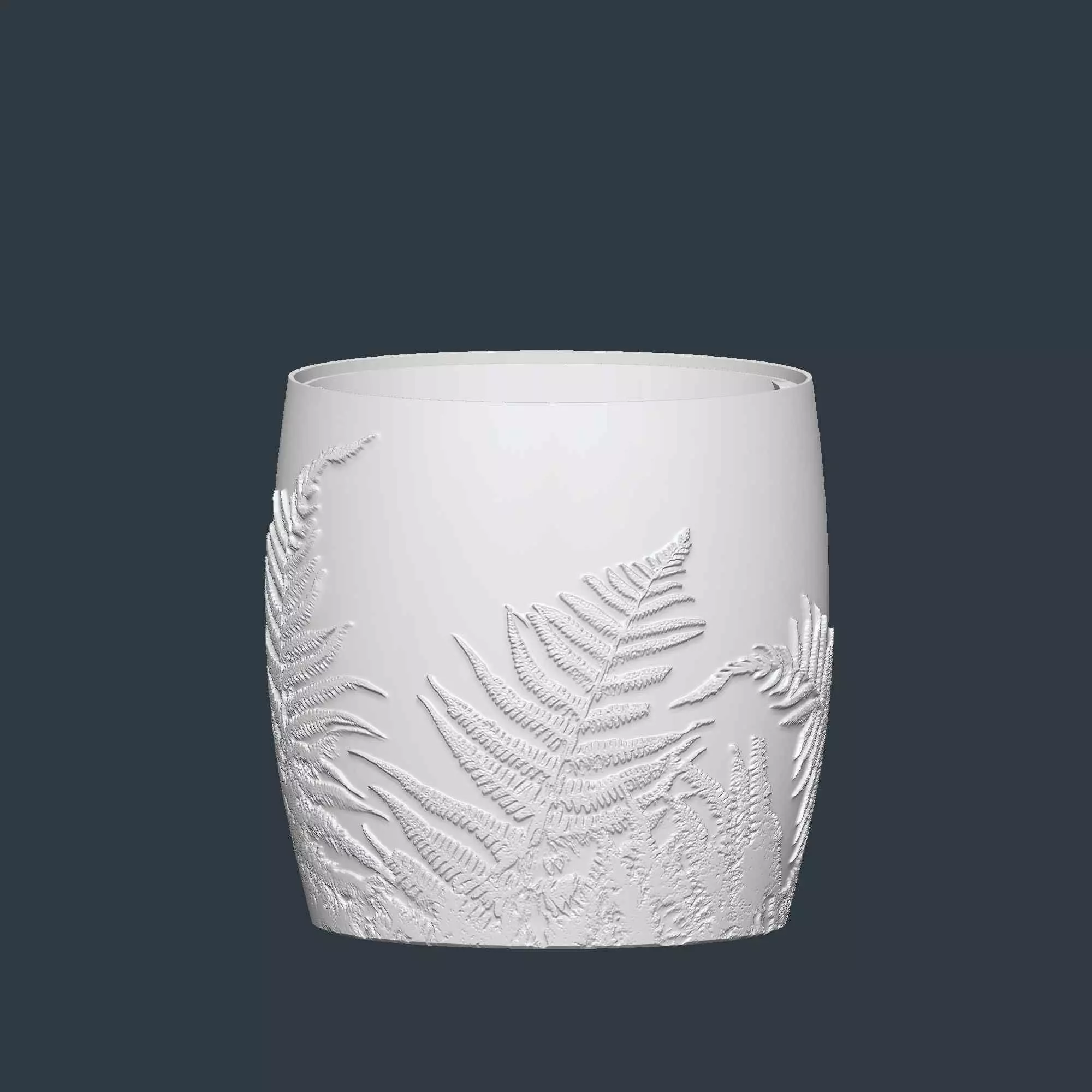 Fern Plant Pot with Drainage No Supports Natural Planter 3D print model_7
