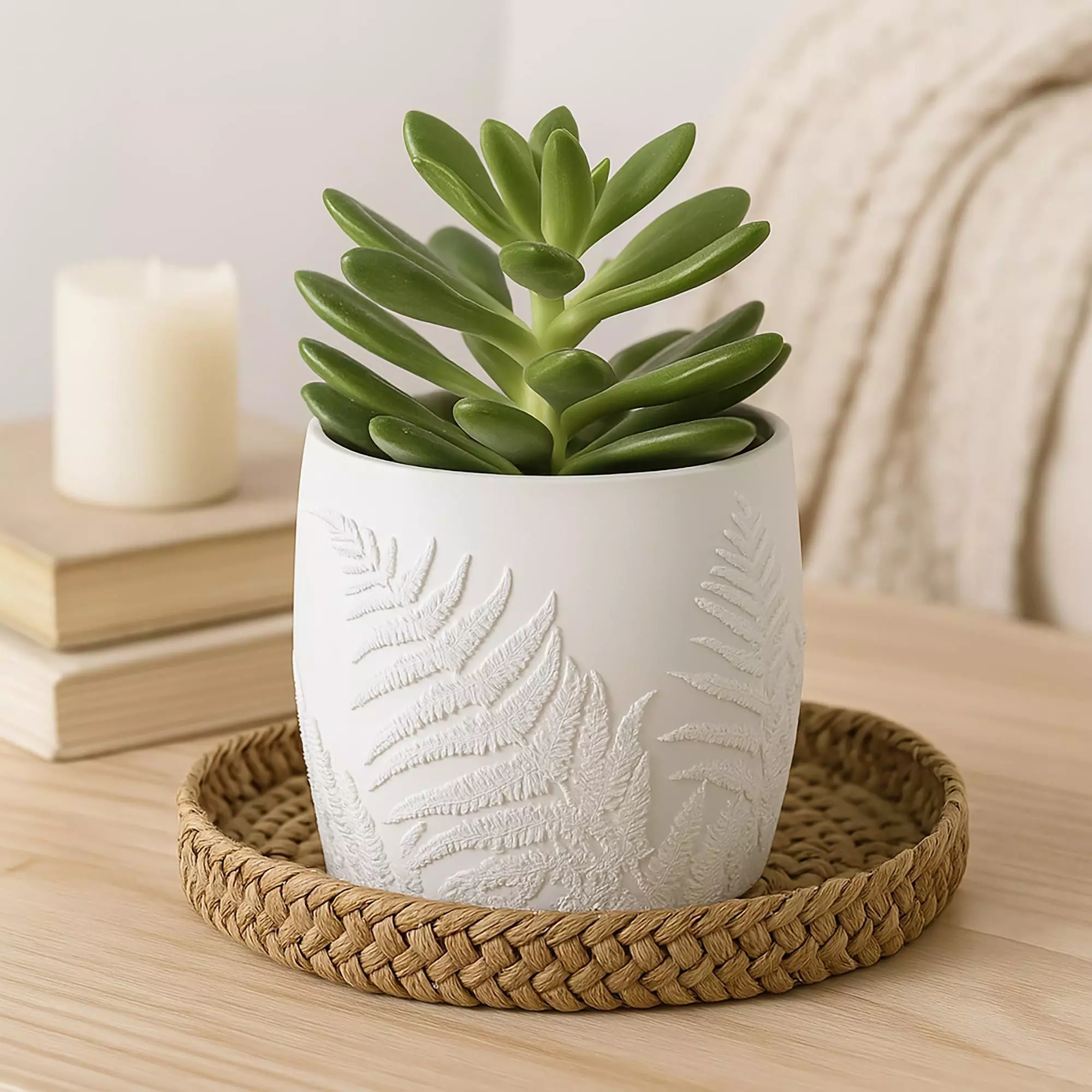 Fern Plant Pot with Drainage No Supports Natural Planter 3D print model_0