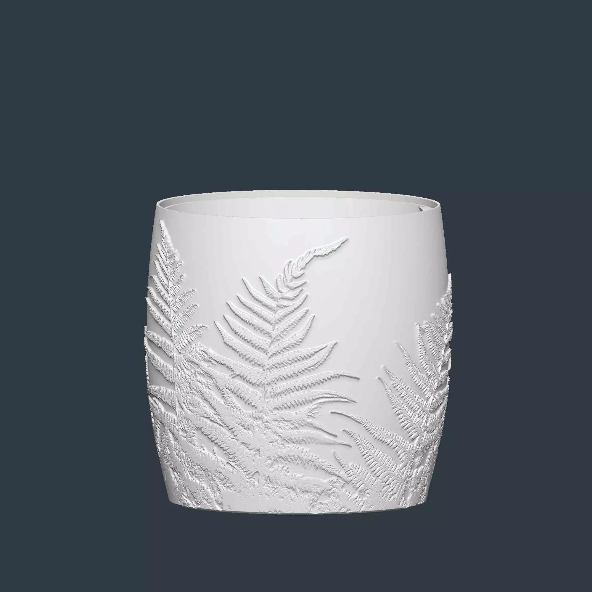 Fern Plant Pot with Drainage No Supports Natural Planter 3D print model_6