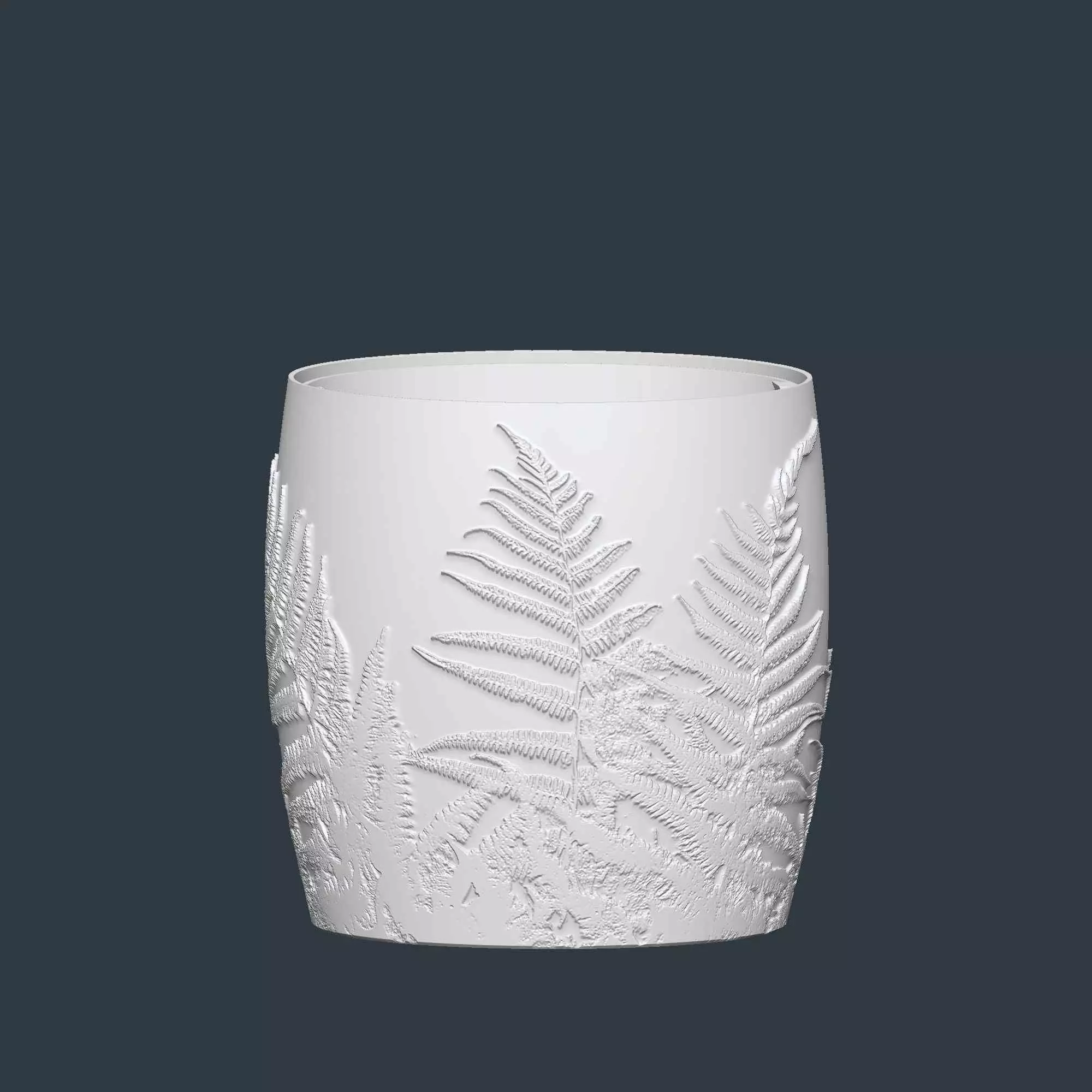 Fern Plant Pot with Drainage No Supports Natural Planter 3D print model_5
