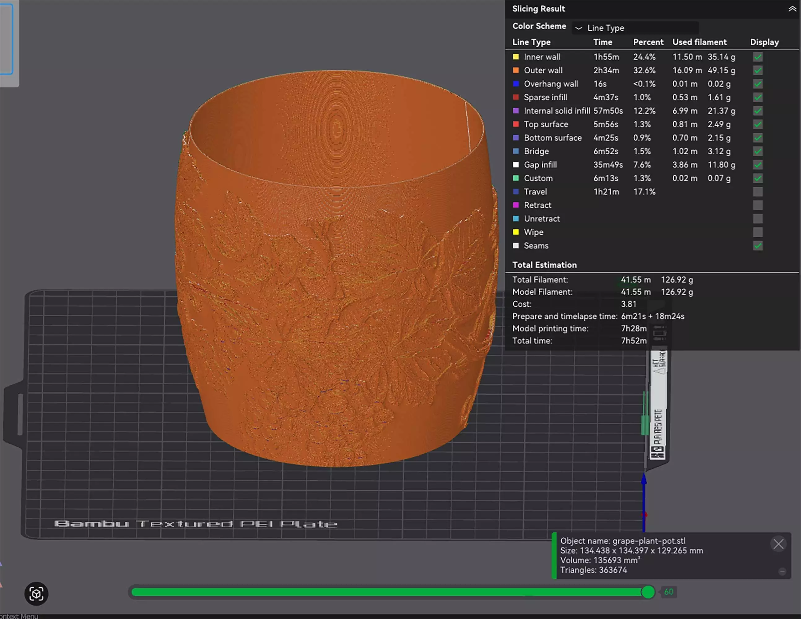 Grape Plant Pot with Drainage No Supports Stylish Planter 3D print model_4