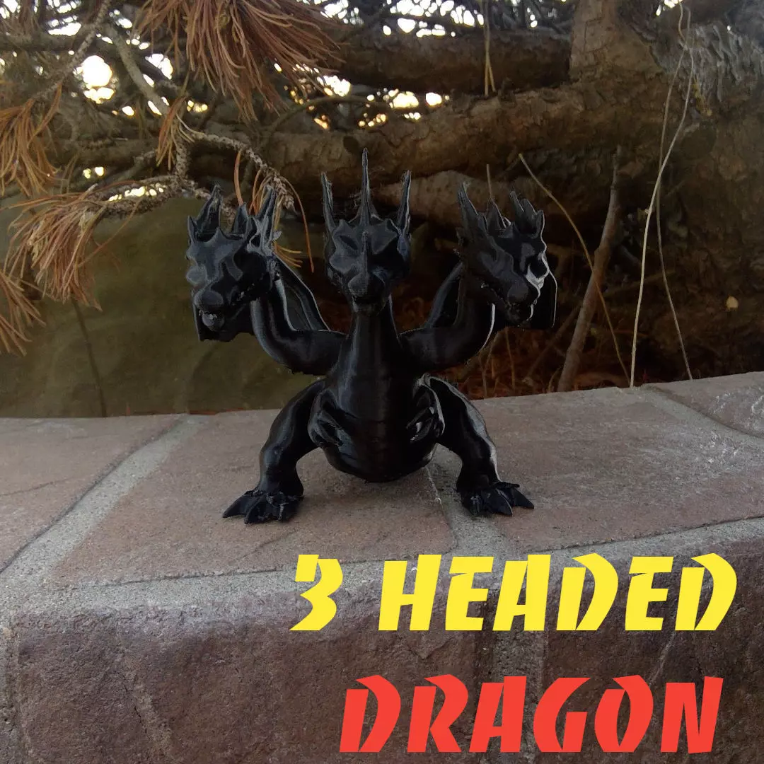 three headed dragon 3D print model_1