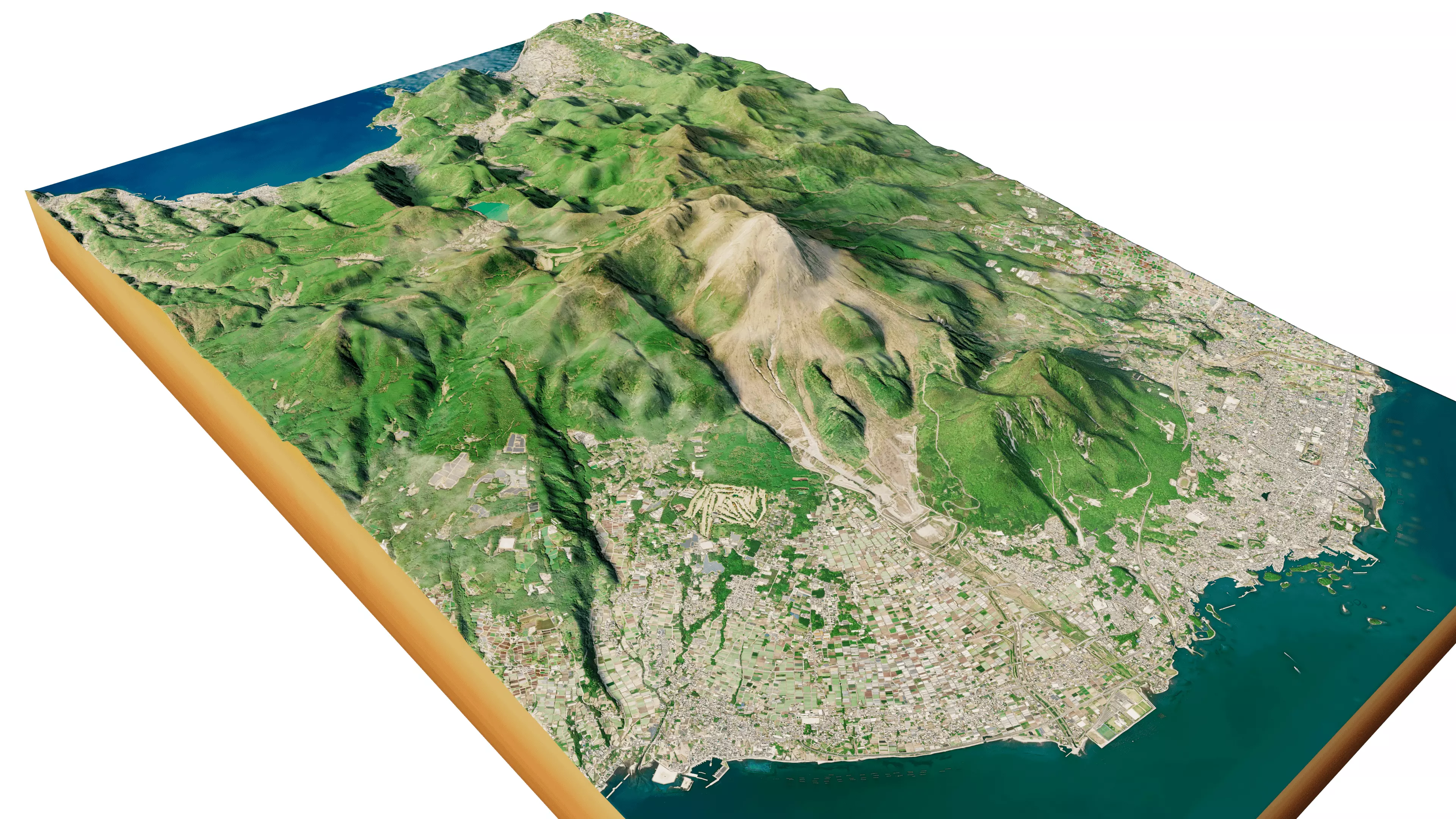 Mount Unzen 3D model terrain Low-poly 3D model_1