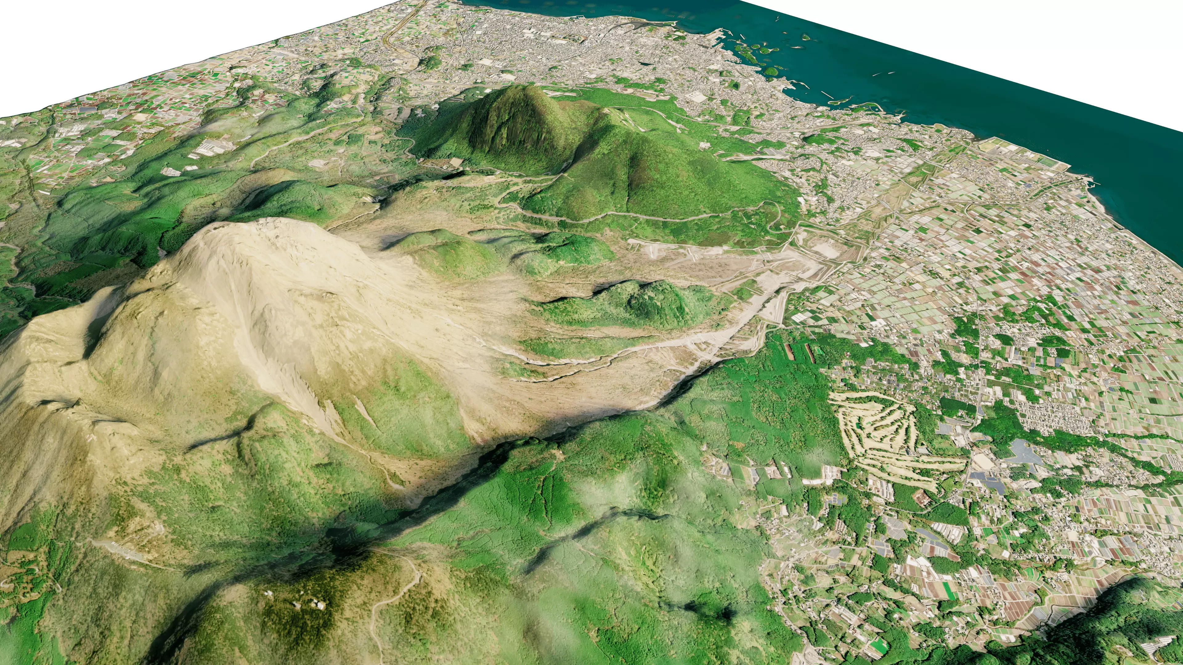 Mount Unzen 3D model terrain Low-poly 3D model_10