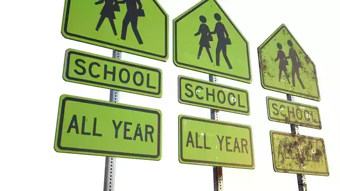 School Traffic Sign American PBR