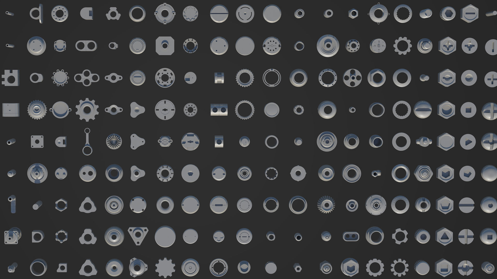 Mechanical Essentials Kitbash Vol1 340 pieces Low-poly 3D model_1