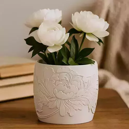 Peony Plant Pot with Drainage No Supports Floral Planter