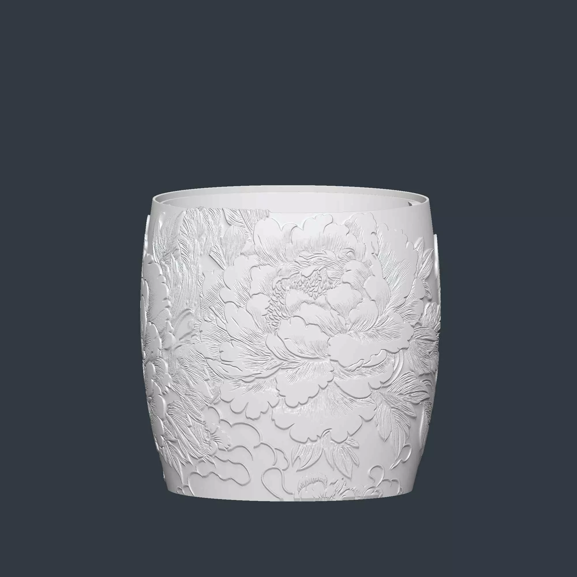 Peony Flower Plant Pot with Drainage No Supports Planter 3D print model_1