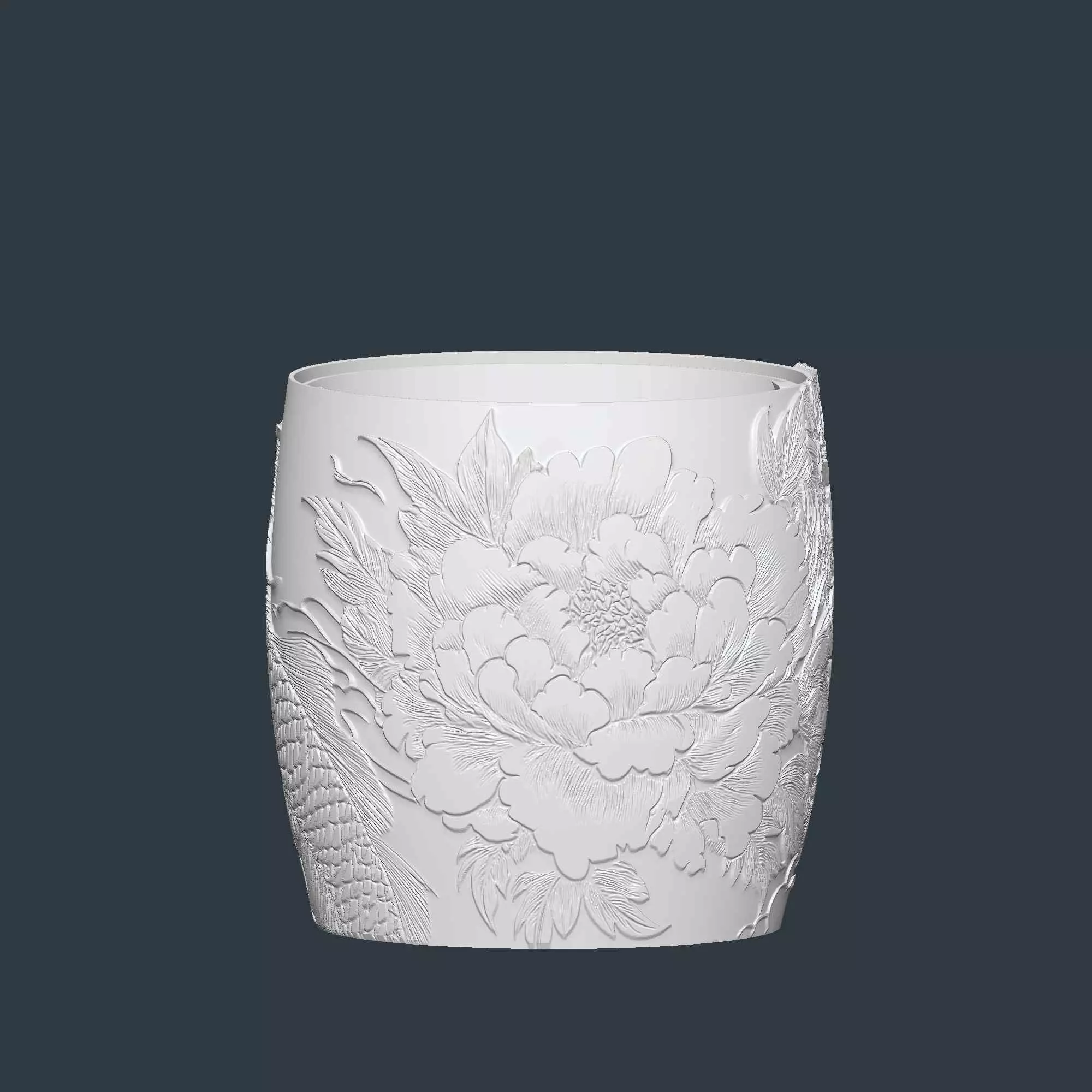 Peony Flower Plant Pot with Drainage No Supports Planter 3D print model_8
