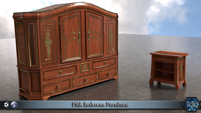 PBR Bedroom Furniture Low-poly 3D model