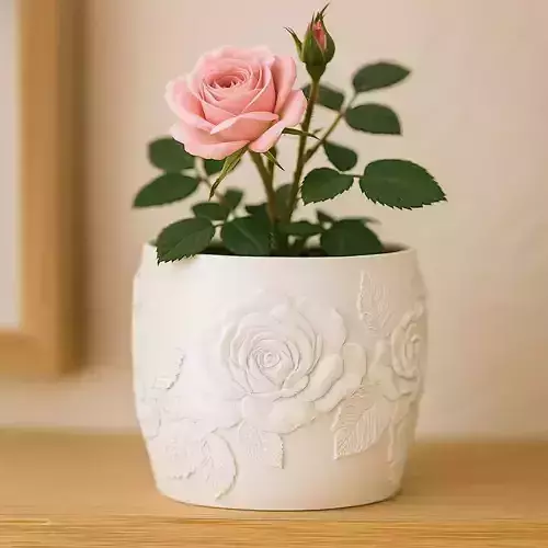 Rose Flower Plant Pot with Drainage No Supports Planter