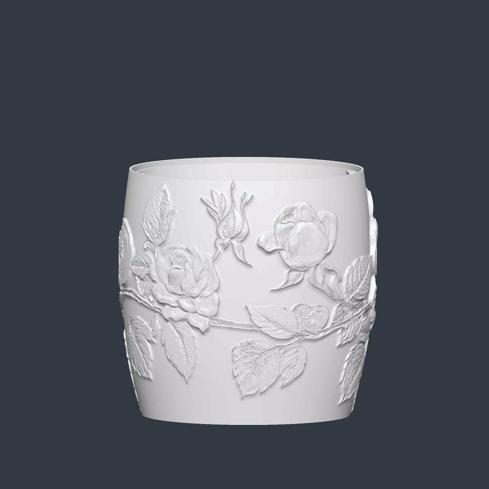 Rose Flower Plant Pot with Drainage No Supports Planter 3D print model_8