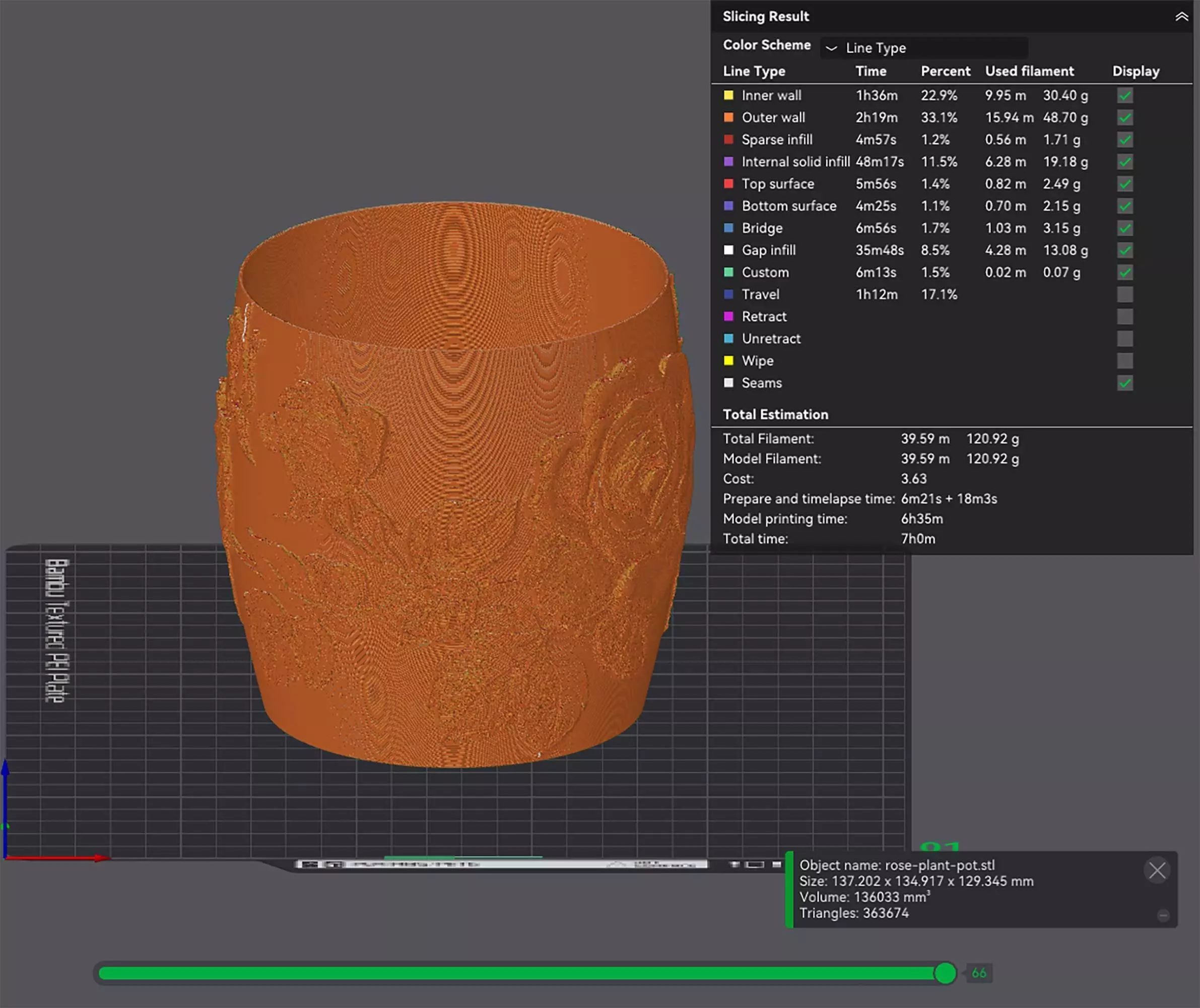 Rose Flower Plant Pot with Drainage No Supports Planter 3D print model_4