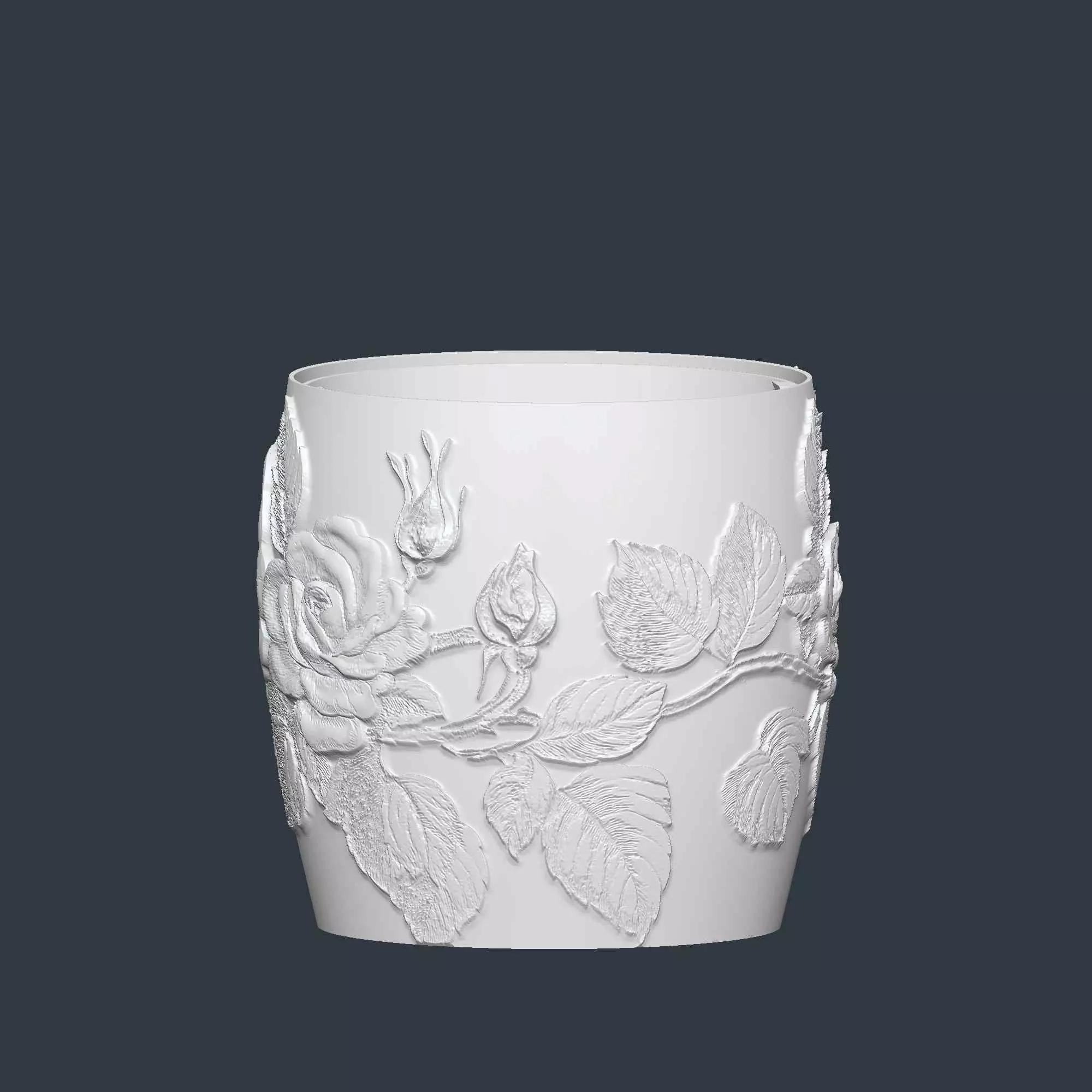 Rose Flower Plant Pot with Drainage No Supports Planter 3D print model_6