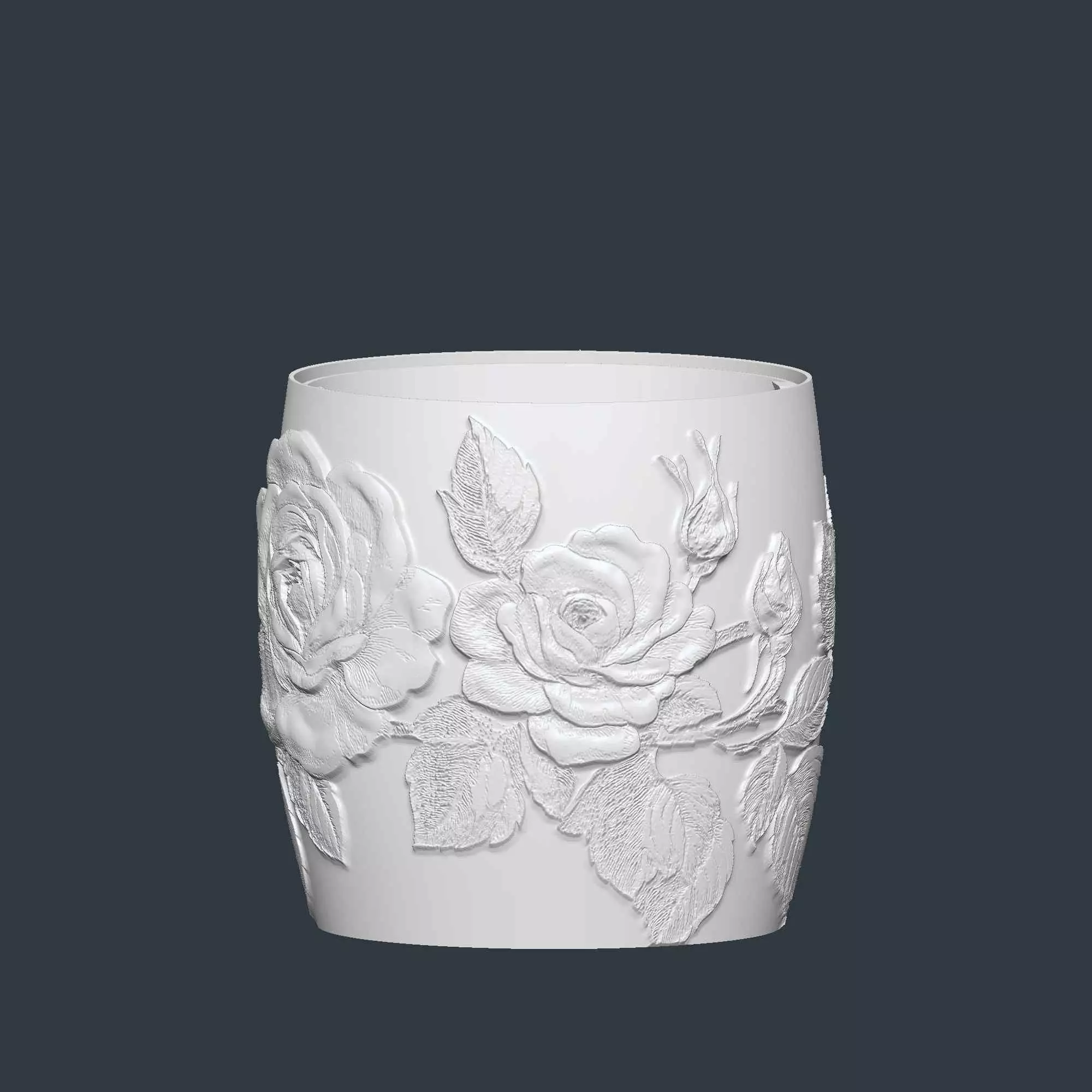 Rose Flower Plant Pot with Drainage No Supports Planter 3D print model_5