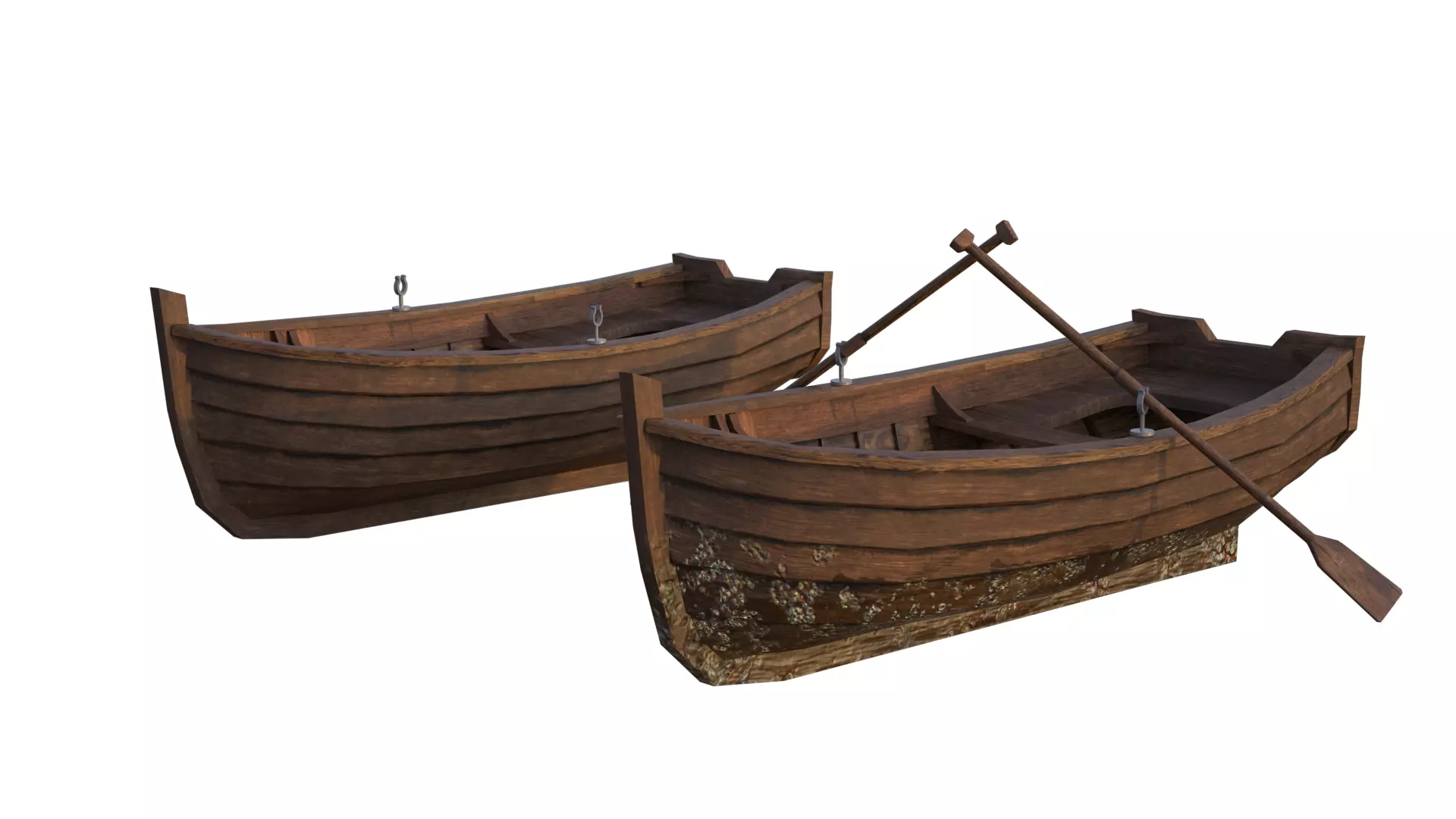 Low-poly Wooden Row Boat PBR Low-poly 3D model