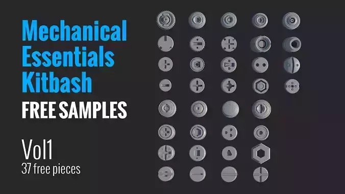 Mechanical Essentials Kitbash - Free samples Free low-poly 3D model