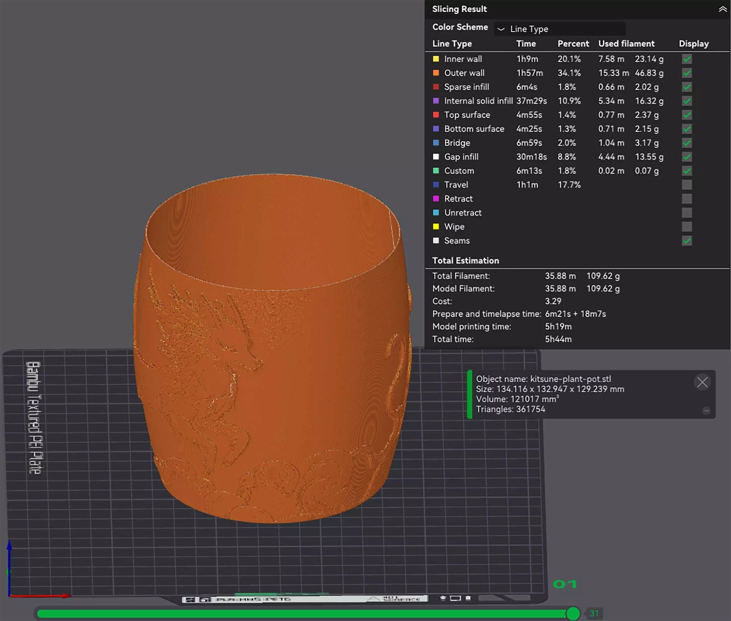 Kitsune Fox Plant Pot with Drainage No Supports Planter 3D print model_4