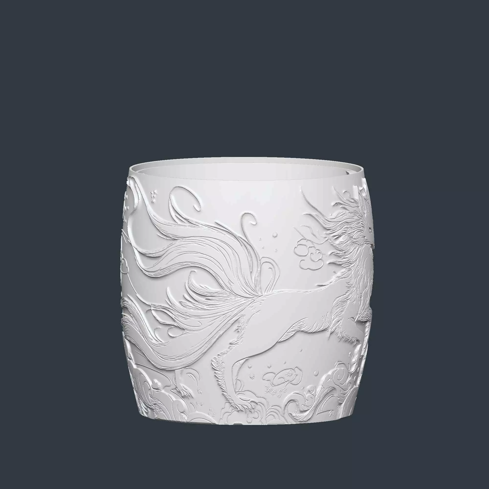 Kitsune Fox Plant Pot with Drainage No Supports Planter 3D print model_9