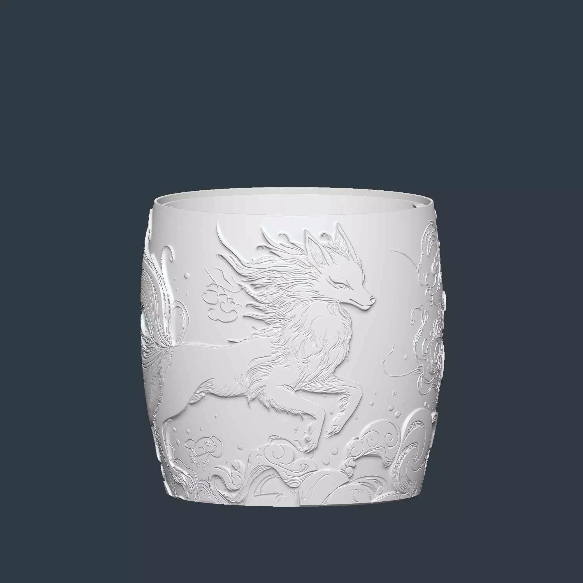 Kitsune Fox Plant Pot with Drainage No Supports Planter 3D print model_1