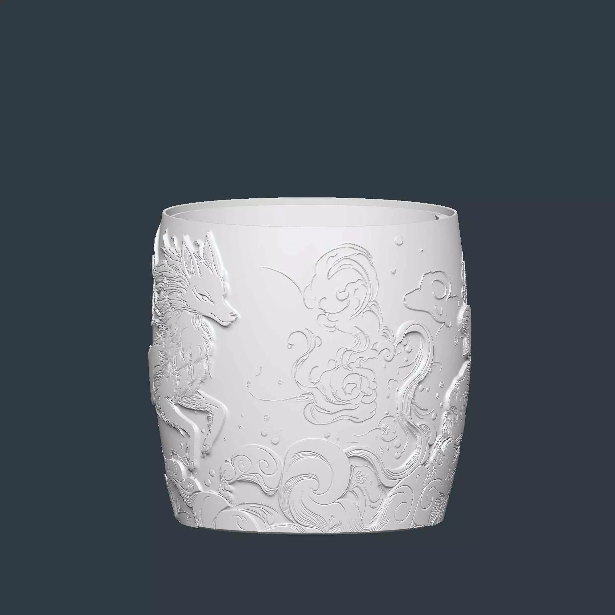 Kitsune Fox Plant Pot with Drainage No Supports Planter 3D print model_5