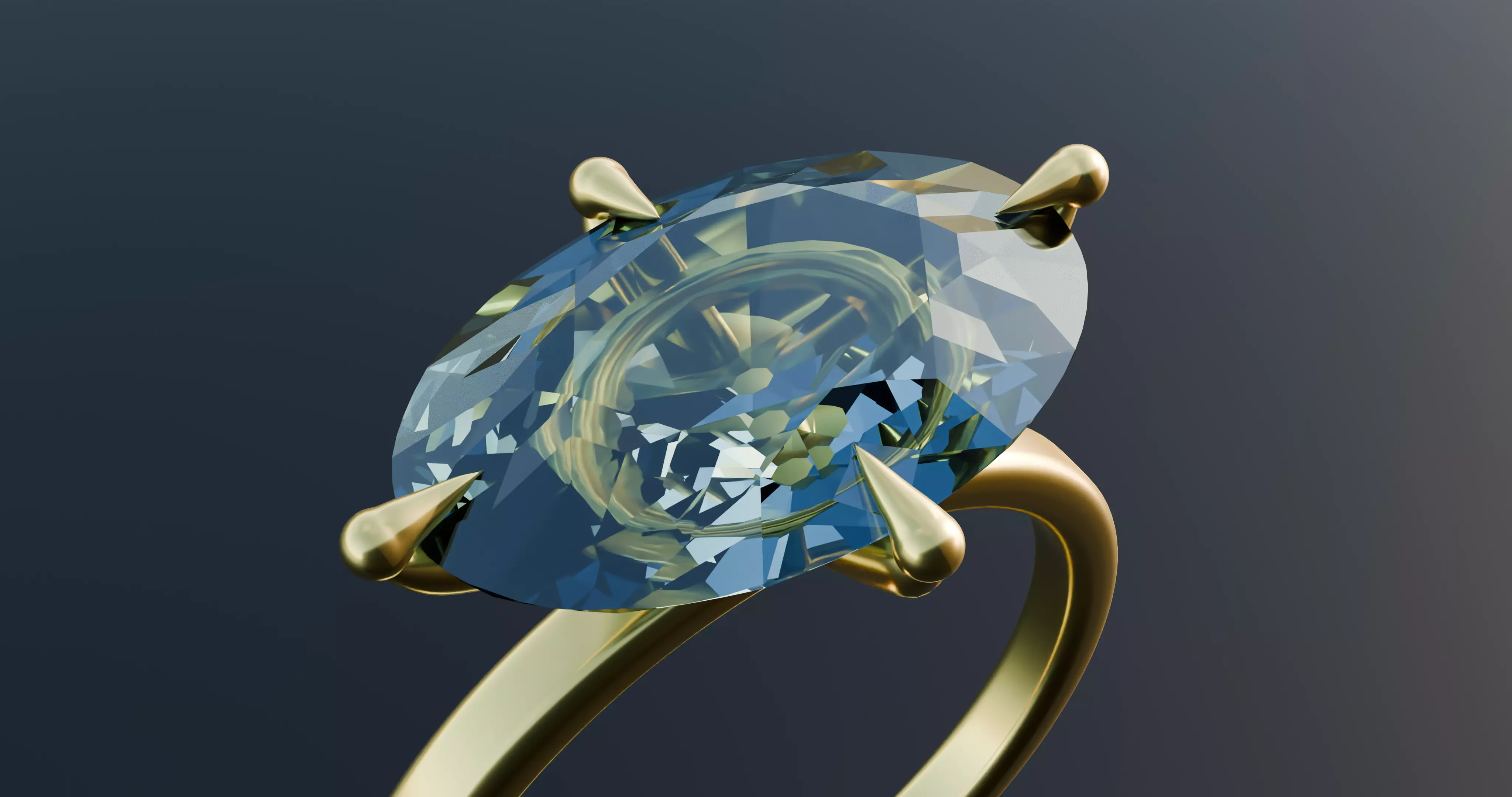 oval diamond ring Free low-poly 3D model_2