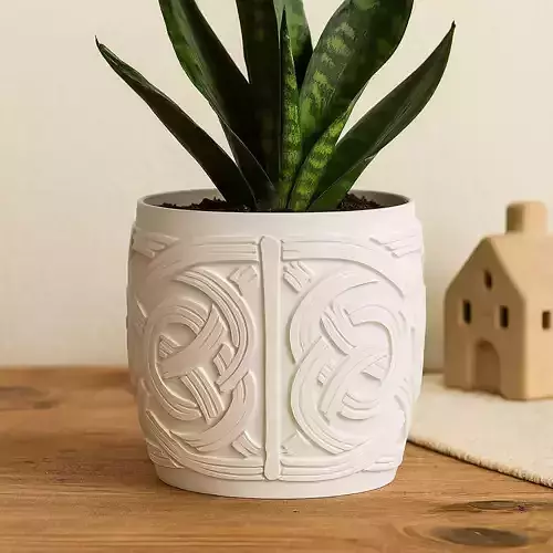 Celtic Plant Pot with Drainage No Supports Needed