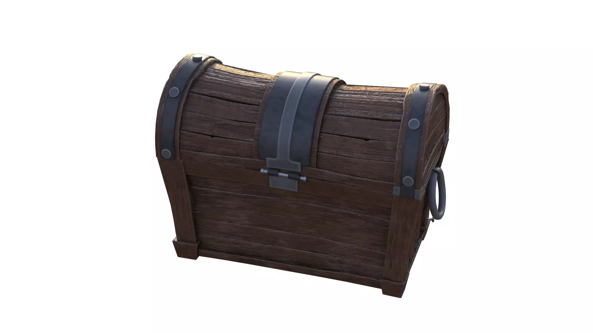 Stylized Wooden Chest PBR Low-poly 3D model_4