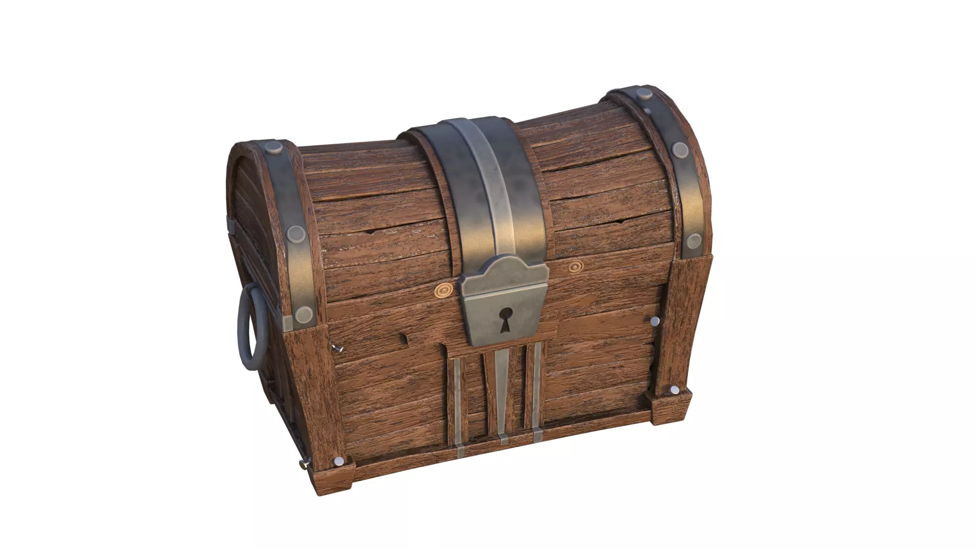 Stylized Wooden Chest PBR Low-poly 3D model_6