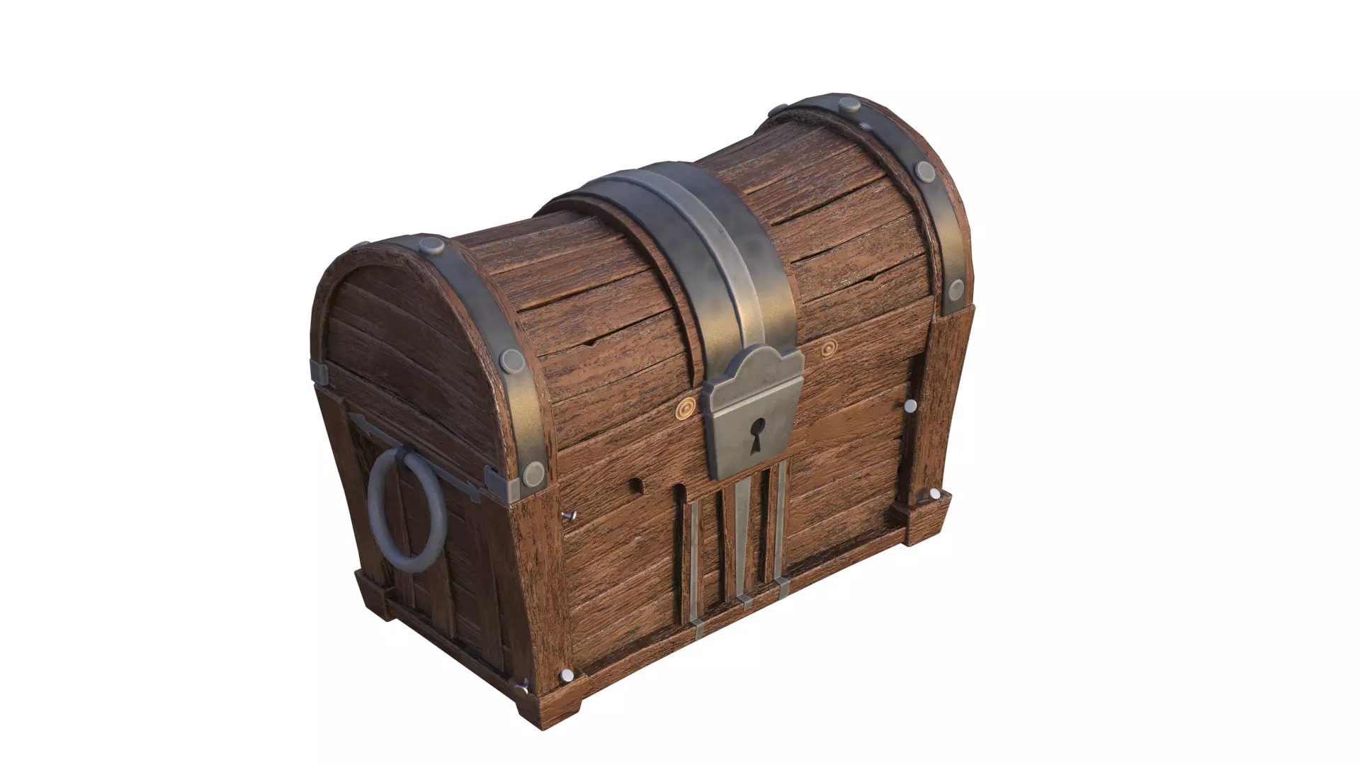 Stylized Wooden Chest PBR Low-poly 3D model_0