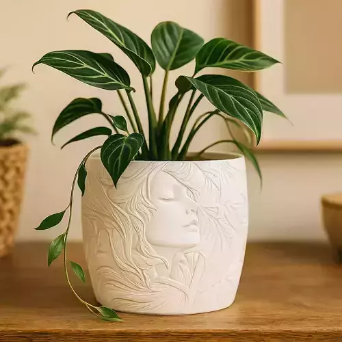 Art Nouveau Plant Pot with Drainage No Supports Elegant Planter