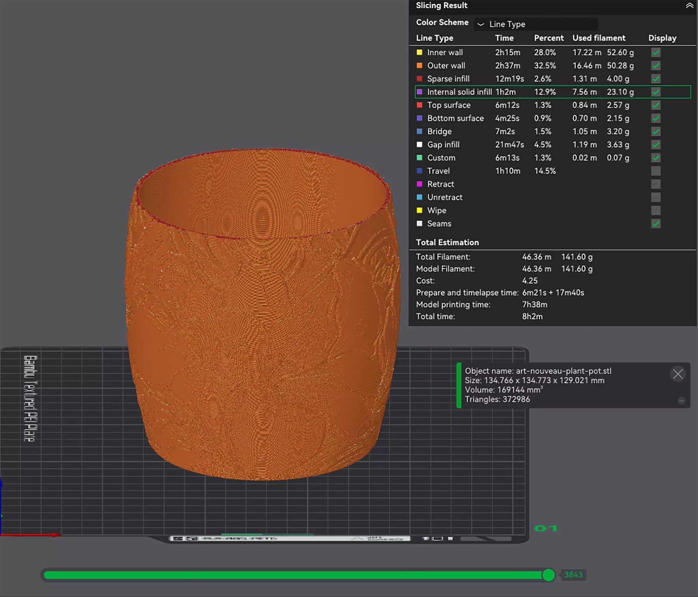 Art Nouveau Plant Pot with Drainage No Supports Stylish Planter 3D print model_3
