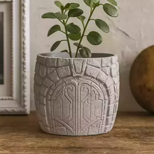 Castle Plant Pot with Drainage No Supports Decorative Planter